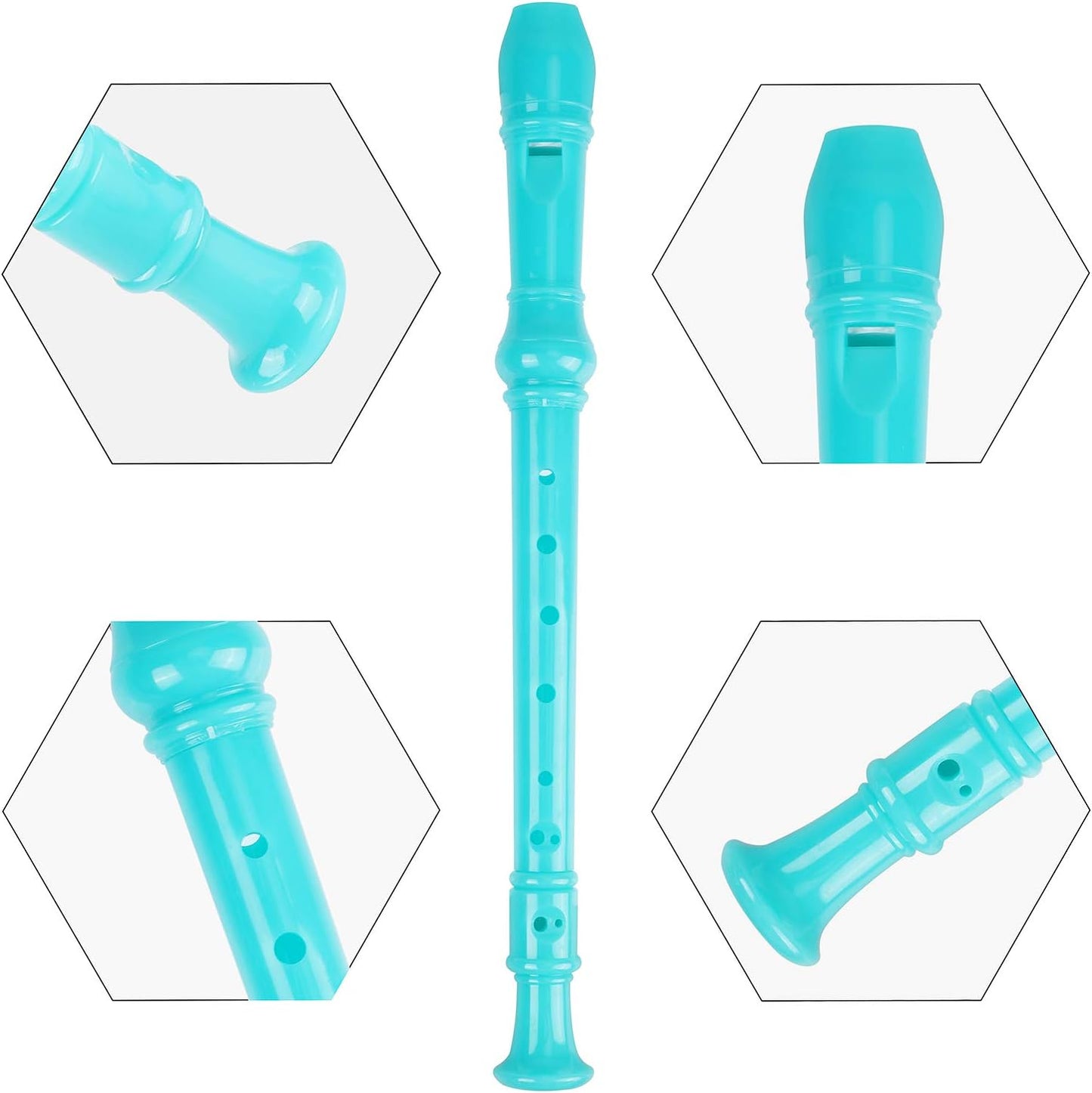 Soprano Recorder Descant Flauta Recorder 8 Hole ABS Clarinet German Style Treble flute C Key for Kids Children With Fingering Chart Instructions with Cleaning Rod Bag green