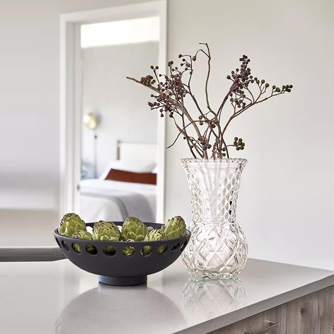 Glass Bud Vase, Transparent Cylindrical, Vintage Style, Wedding Centerpiece (Clear, 5 Pcs)