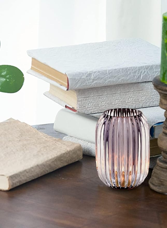 Serene Spaces Living Smoke Grey Optical Glass Votive Holder, Perfect for Weddings and Home Décor, Measures 5" Tall and 3.5" Diameter, Set of 12