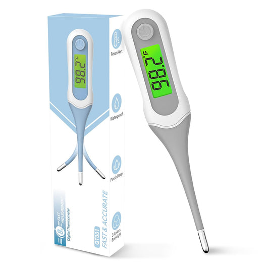 8 Seconds Digital Oral Thermometer for Adults and Kids, Accurate & Safe Baby Thermometer with Fever Alarm, 3 Backlits Display, Flexible Tip, Medical Basal Thermometer for Rectal, Underarm