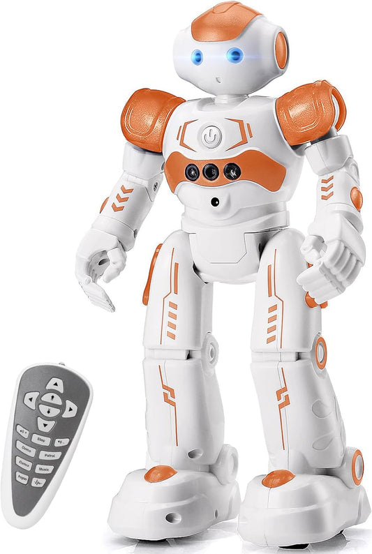 KingsDragon RC Robot Toys for Kids, Gesture & Sensing Programmable Remote Control Smart Robot for Age 3 4 5 6 7 8 Year Old Boys Girls Birthday Gift Present,Orange