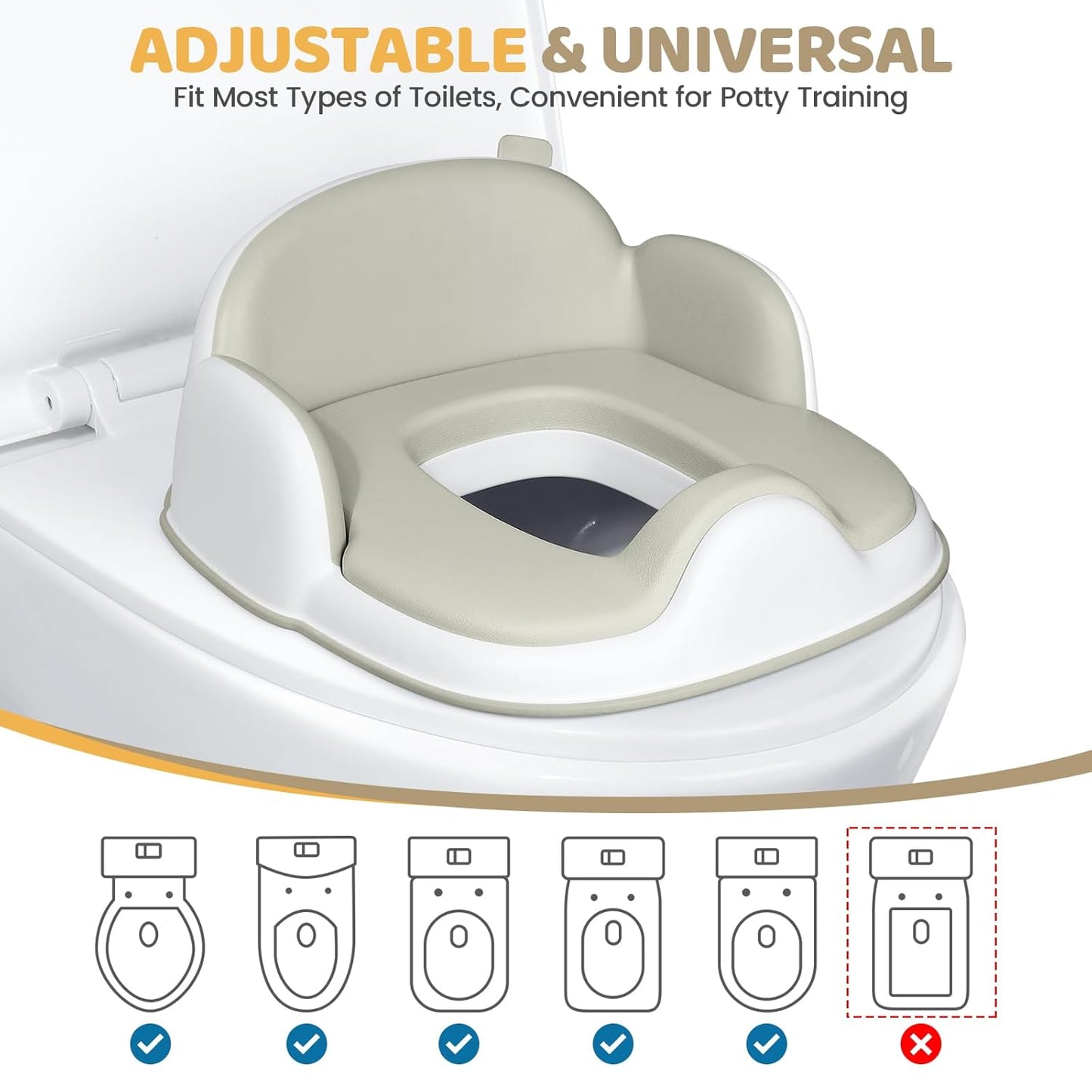 Orzbow 3-in-1 Potty Training Toilet, Detachable Baby Potty, As Toddler Toilet Seat, Chair, Step Stool for Boys & Girls 18+ Months, Potty Training Seat with Splash Guard, Lid, Easy Clean, Brown