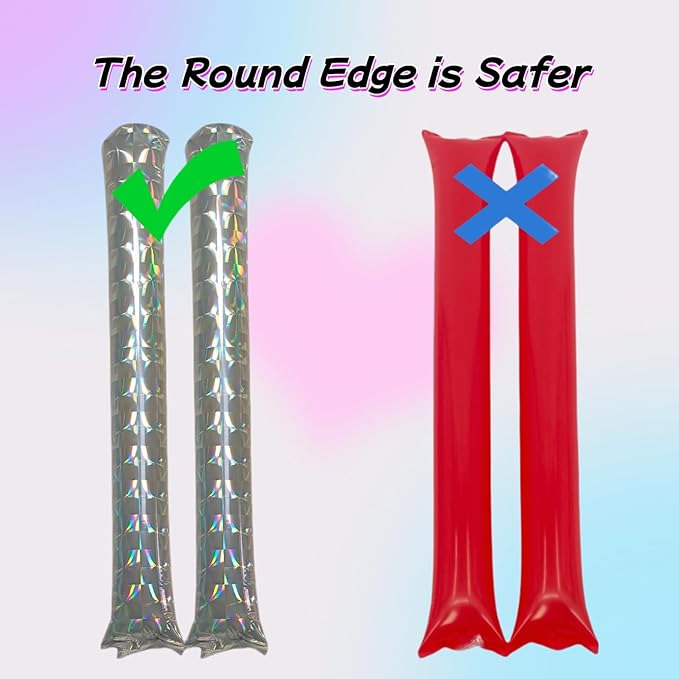 40pcs Round headTeam Spirit Boom Sticks Thunder Sticks Cheering Sticks Team Spirit Plastic Cheerleading Spirit Stick Clapper Inflatable Noise Maker Sports Supply (Glitter color)