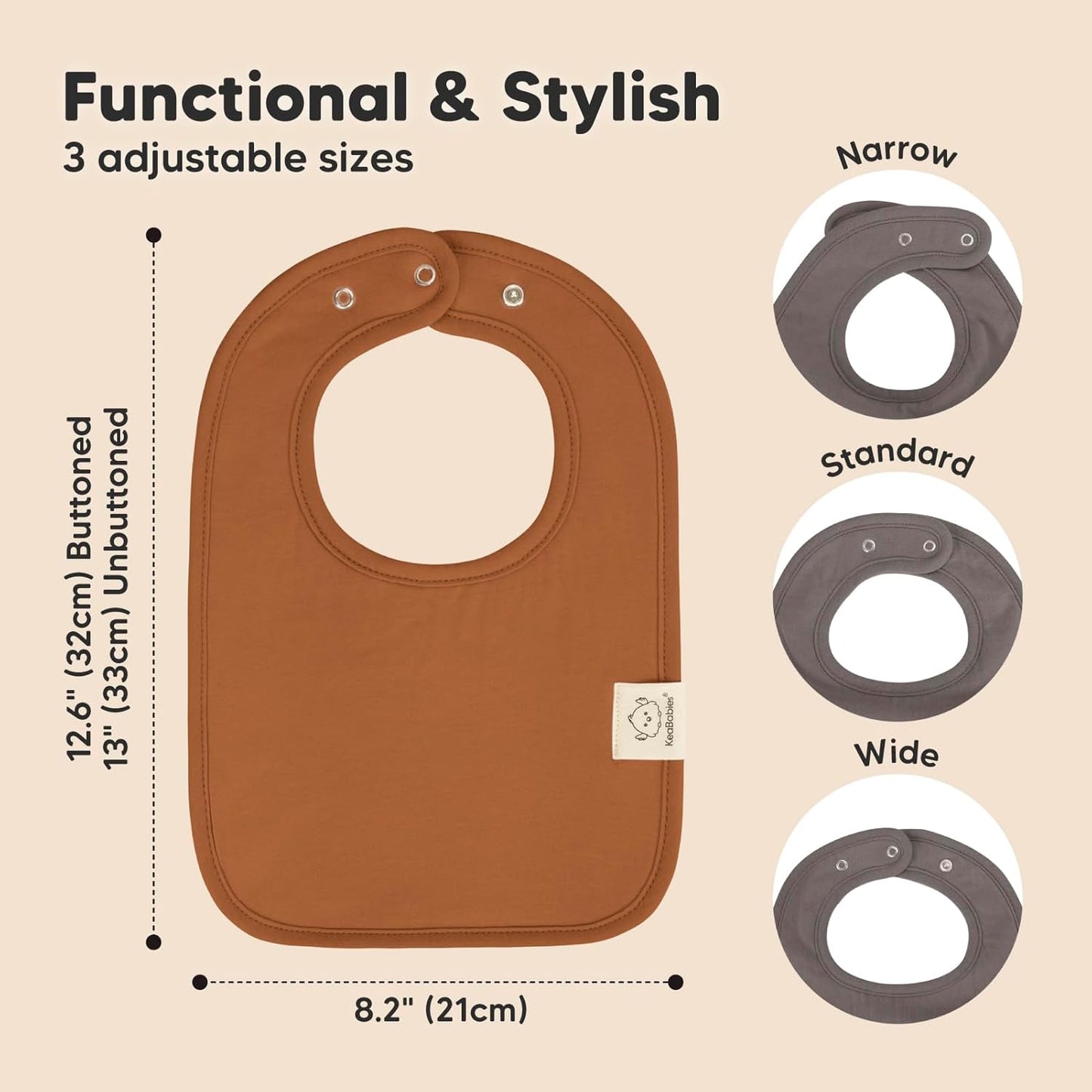 KeaBabies 8-Pack Organic Baby Bibs for Boys, Girls - Super Absorbent Cotton Drool Bibs for Baby Girl & Boy, Teething Toddler, Drooling Newborn, Ultra Soft & Machine Washable (Terracotta)