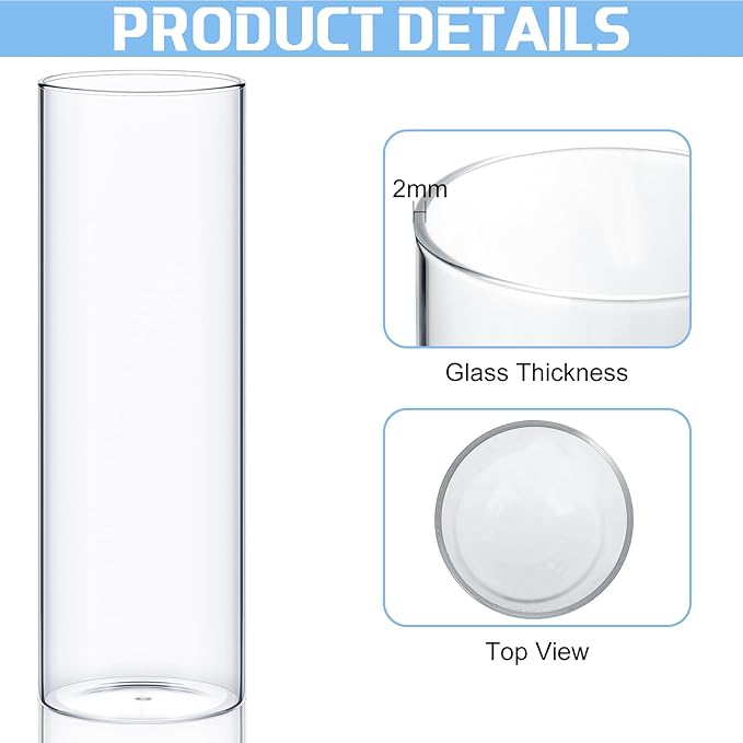 Sawysine 30 Pcs Glass Cylinder Vases 2.5''/2.95''/3.9'' Diameter Clear Flowers Vase Hurricane Floating Candles Holders for Table Centerpieces (2.5 x 5 in,2.5 x 6 in,2.5 x 8 in)