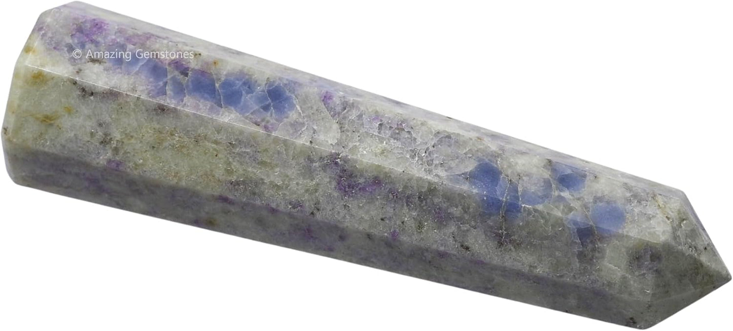 Amazing Gemstone Hackmanite Fluorescent Sodalite Crystal Towers - Natural Healing Crystal Point Obelisk for Reiki Healing and Crystal Grid (3 Inch)