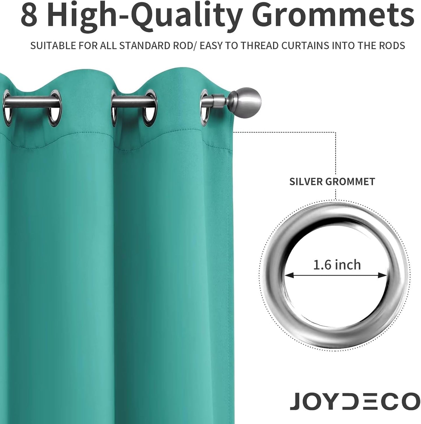 Joydeco Blackout Curtains 95 Inch Length 2 Panels Set, Thermal Insulated Long Curtains& Drapes 2 Burg, Room Darkening Grommet Drapes for Living Room Bedroom Window (W52 x L95 Inch, Peacock Blue)