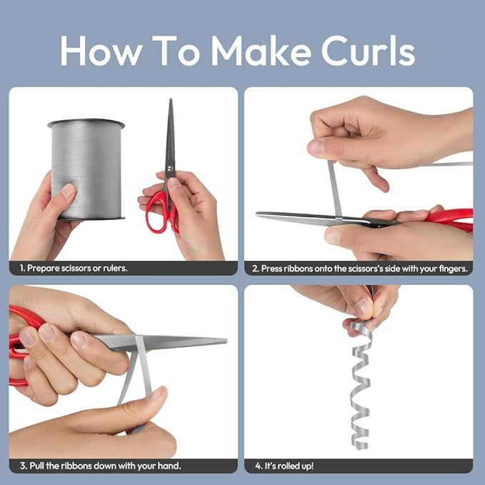 KMER LIFE Premium Silver Curling Ribbon, 1/5" Wide x 500 Yards Christmas Curling Ribbons for Gift Wrapping, Party Decoration, Balloon String, Ribbons for Florist Flower (1 Roll)