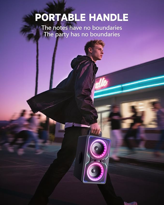 Hotlemon Large Bluetooth Speaker: 240W Peak Powerful Loud Sound with Deep Bass, 15H Playtime, Fast Charge, TWS, Portable Wireless Speakers for Outdoor, Party, Beach, Backyard, Home, Outside (Silver)