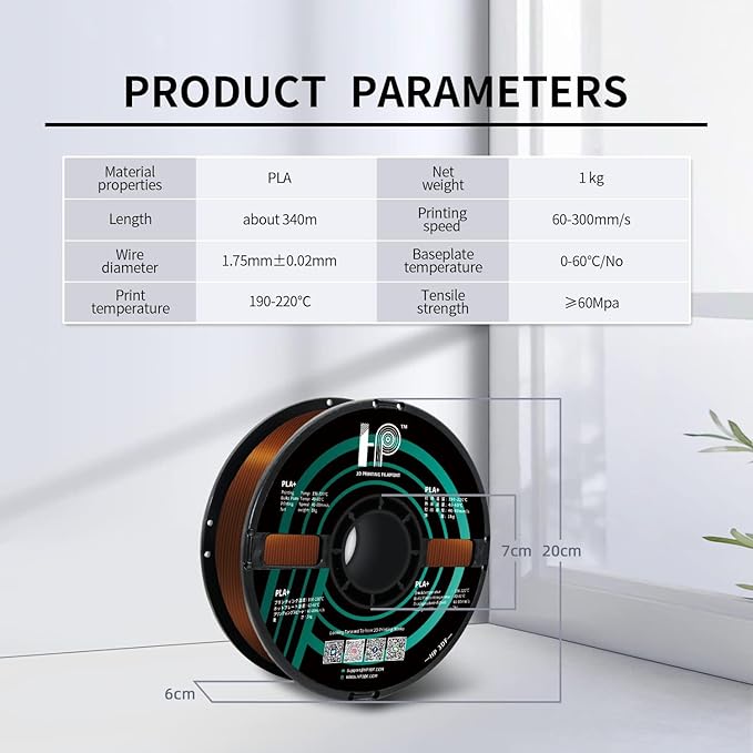 PLA Filament, Silk PLA, 3D Printer Filament, PLA Filament 1.75mm Dimensional Accuracy +/- 0.02mm, 1KG Spool (2.2 lbs), Fit Most FDM Printer (Silk Copper)