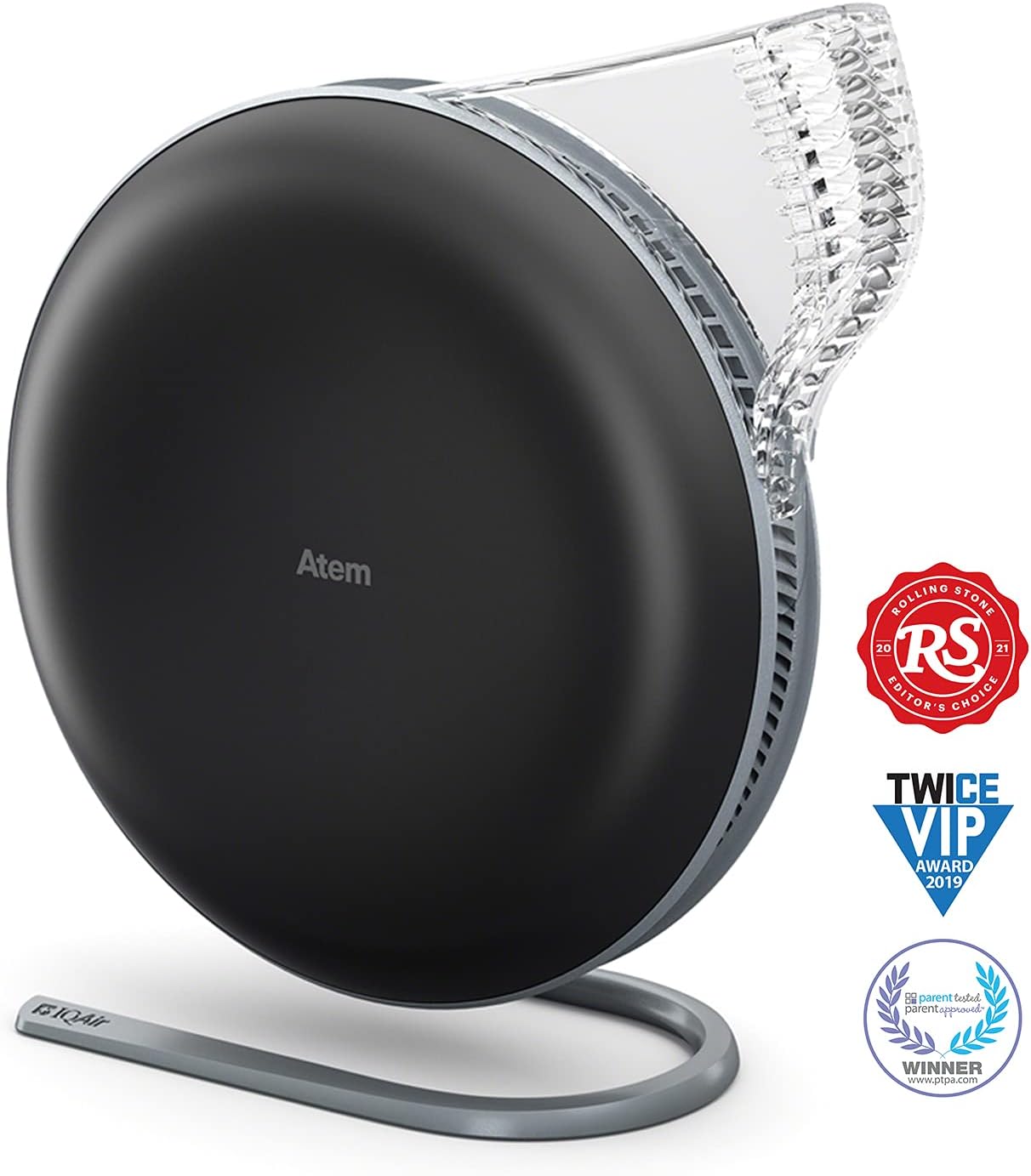 IQAir Atem Desk Air Purifier for Home, Office, Desktop, Small Room up to 150 sq ft, HyperHEPA Filter for Bacteria, Viruses, Allergens, Pets, Asthma, Pollen, Dust, Swiss Design, Made in Germany, Black