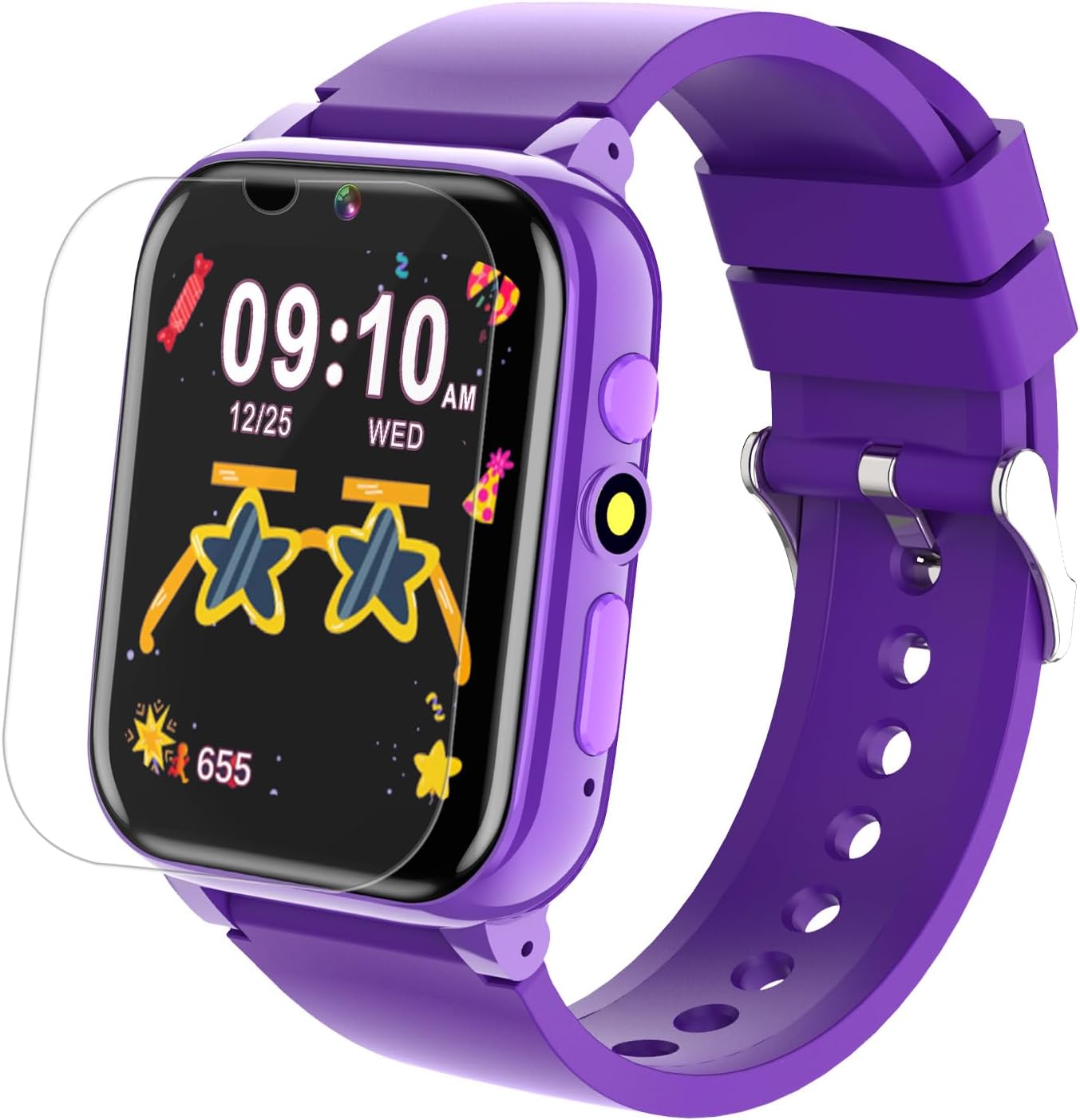 Goodatech 1.69'' Kids Smart Watch for Kids Boys Girls, HD Camera,26 Puzzle Games,Video Music Player,Pedometer,Flashlight,Alarm Clock, Christmas Birthday Gifts for 4-12 Years Children (Purple)