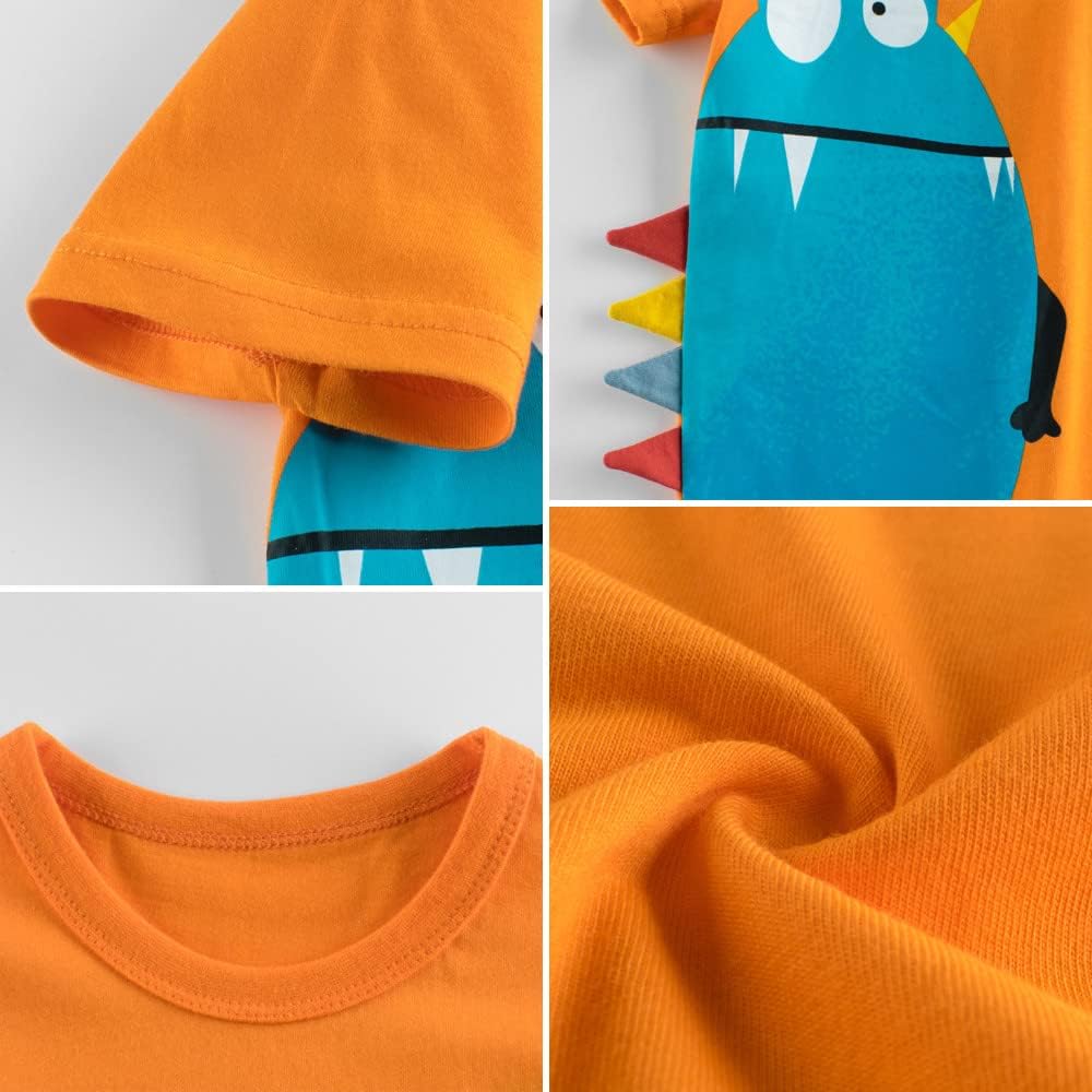 Boys' 4-Pack Excavator Short Sleeve Crewneck T-Shirts Top Tee Size 2-7 Years Toddler Boys' Value Pack Cotton T-Shirt