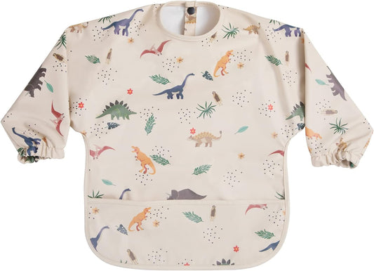 Long Sleeve Baby Bibs for Toddlers, Waterproof, Boys Girls Smock with Food Catcher Pocket for Feeding, Eating