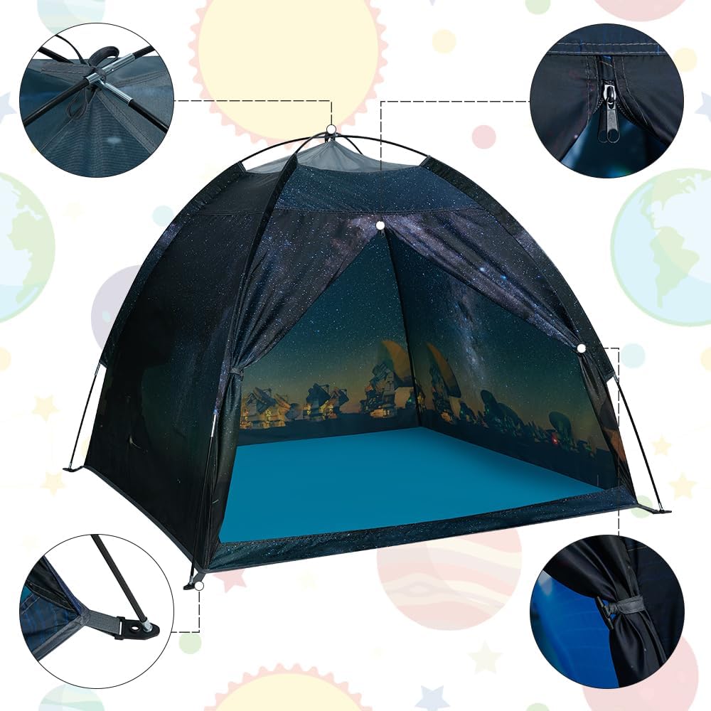 Magnetic Kids Play Tent - Imaginative Popup Space Tent for Indoor/Outdoor Fun - Galaxy Dome Playhouse for Boys & Girls - Perfect Kid's Gift - 47" x 47" x 43"