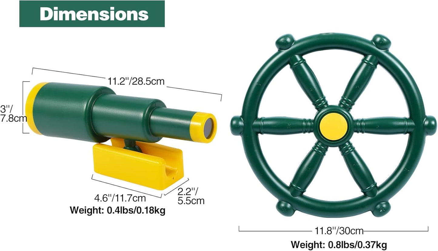RedSwing Playground Accessories for Kids, Play Set Attachments with Pirate Ship Wheel and Telescope for Outdoor Backyard, Swing Set Replacement for Treehouse, Easy to Set Up