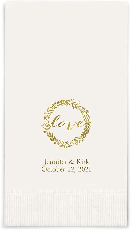 Weddingstar Personalized Printed Paper Napkins 3-Ply 40 Pack Dinner - Rectangular Fold White