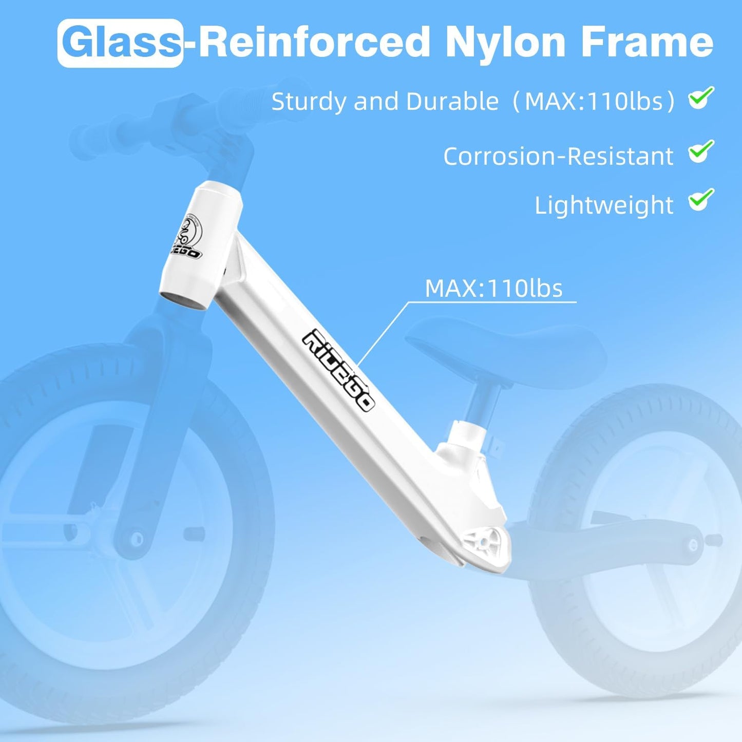 Ridego 12 or 14 Inch Balance Bike for Kids 2-6 Year Old,Lightweight Kids Bike with Adjustable Seat, Push Bicycle with Air Rubber Tires，Ride-on Toys Birthday Gift