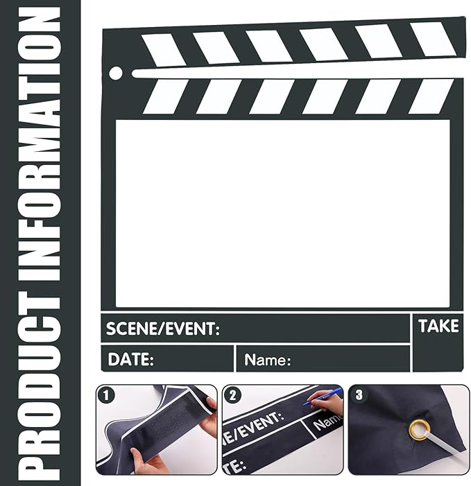 Movie Night Party Decorations Large Movie Night Photo Decorations, 25.59 x 15.75 Inch Theme Film Backdrop Decor Supplies for Theater Film Themed Birthday Party