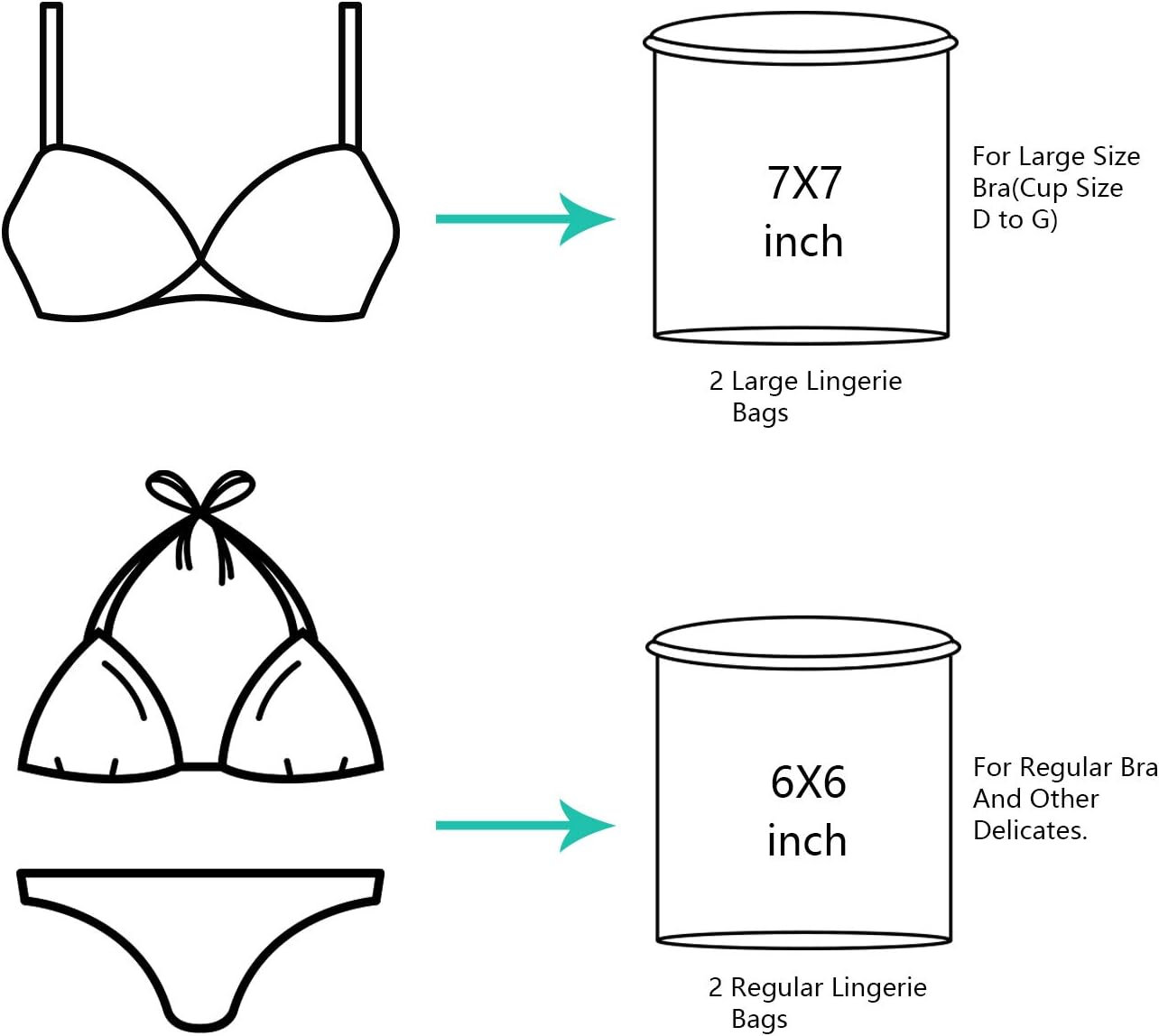 BAGAIL Laundry Bags Mesh Wash Bag for Intimates Lingerie and Delicates,4Pcs(Bra Wash Bag,6×6inch+7×7inch)