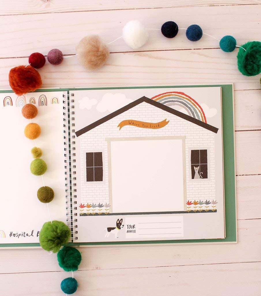 Lucy Darling Baby Memory Book – Little Rainbow | First 5 Years Journal & Photo Album | Gender-Neutral Milestone Keepsake for Baby Boy or Girl | New Mom Gift