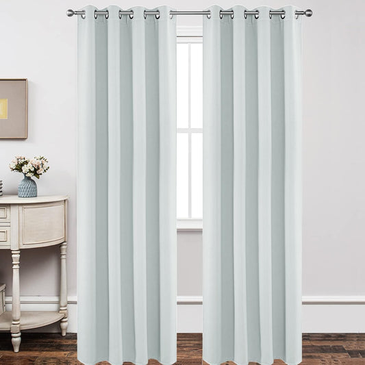 Joydeco White Curtains 120 Inches Long 2 Panels Set, Thermal Insulated Long Curtains& Drapes 2 Burg, Christmas Drapes for Living Room Bedroom Window (W52 x L120 Inch, Greyish White)
