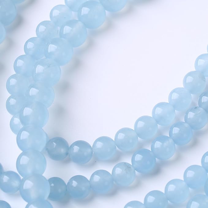 Ice Blue Chalcedony Stone Beads Gemstone Round Crystal Energy Jade Beads Stone Beads for Jewelry Making DIY Bracelet Necklace Jewelry Making 1 Strand 15.5inch 4MM