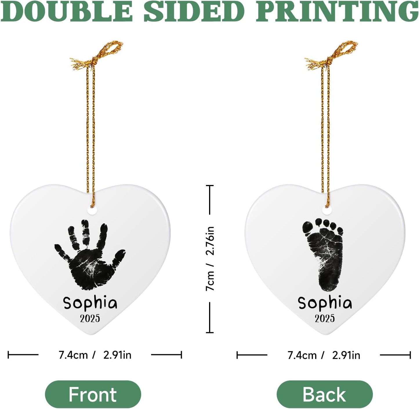 Baby Hand and Footprint Ornament - Baby's Frist Christmas Ornament with Photo, Name, Date - Personalized Baby Gifts, Newborn Keepsake, New Mom Gifts