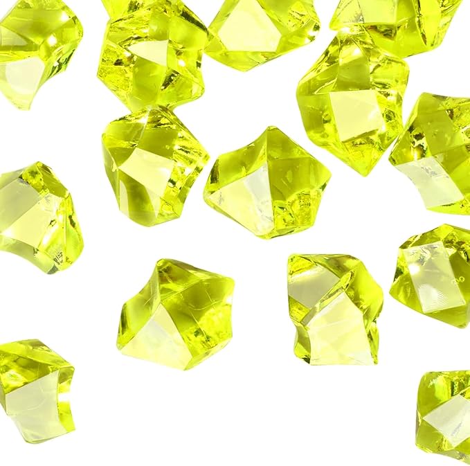 Babenest Acrylic Crushed Ice Rocks, 150 PCS Fake Crystals Plastic Ice Cubes Diamonds Gems for Vase Fillers, Home Decoration, Table Scatter, Event, Wedding, Arts & Crafts (Yellow)