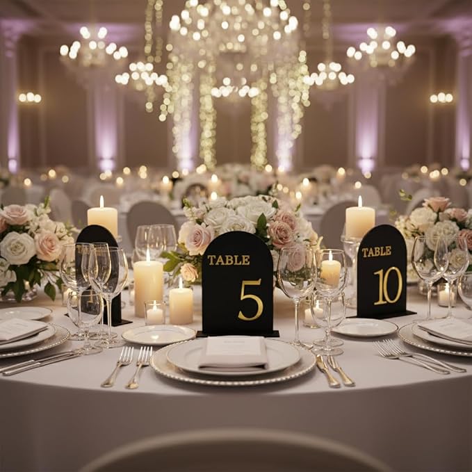 Arch Wedding Table Numbers 1-10 with Stands, 5" X 7" Double Sided Acrylic Wedding Sign Holders, Durable Non-Fading Table Number for Wedding Reception, Events, and Centerpieces