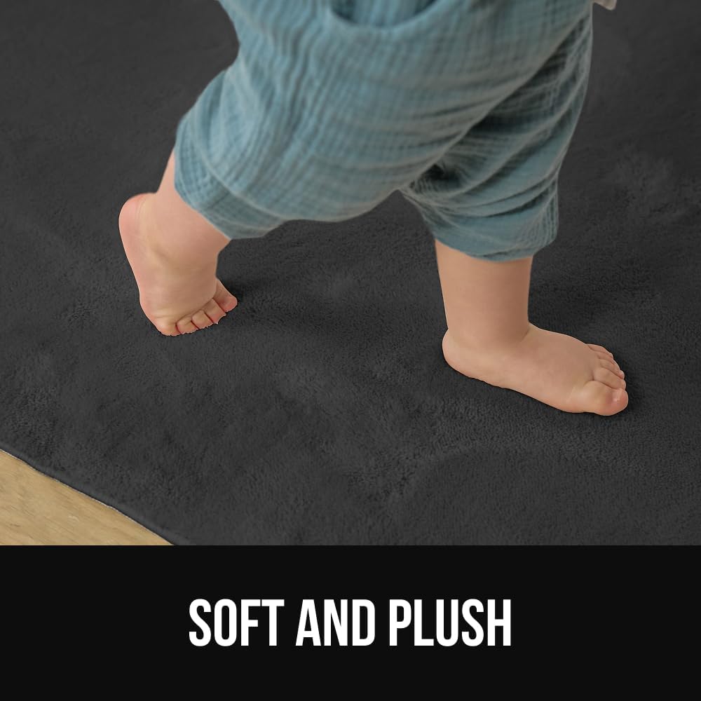 GORILLA GRIP Ultra Soft Washable Area Rug, 6x9, Stain and Slip Resistant Plush Thick Carpet for Bedroom Living Room, No Shed Floor Rugs Pet Friendly, Dorm Essentials, Kids Nursery Home Decor Dark Gray