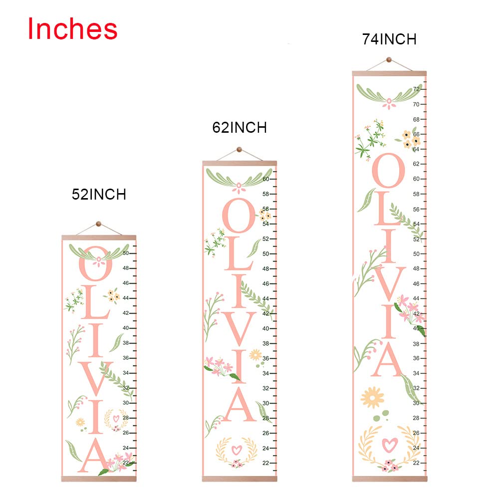 Personalized Kids Height Chart - Canvas Growth Ruler for Boys and Girls - Custom Name Banner with Removable Nursery Wall Decor - Gift for Kid’s Room Decoration