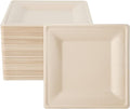 ECOLipak 100 Pack Compostable Square Plates, 10 inch Disposable Paper Plates Made of Sugacane, Eco-friendly Heavy Duty Biodegradable