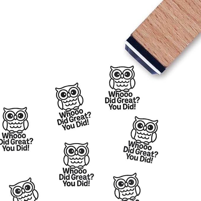 Owl Teacher Rubber Stamp, 3/5 Inch Small Mini Stamp for Scrapbooking Card Making Planner
