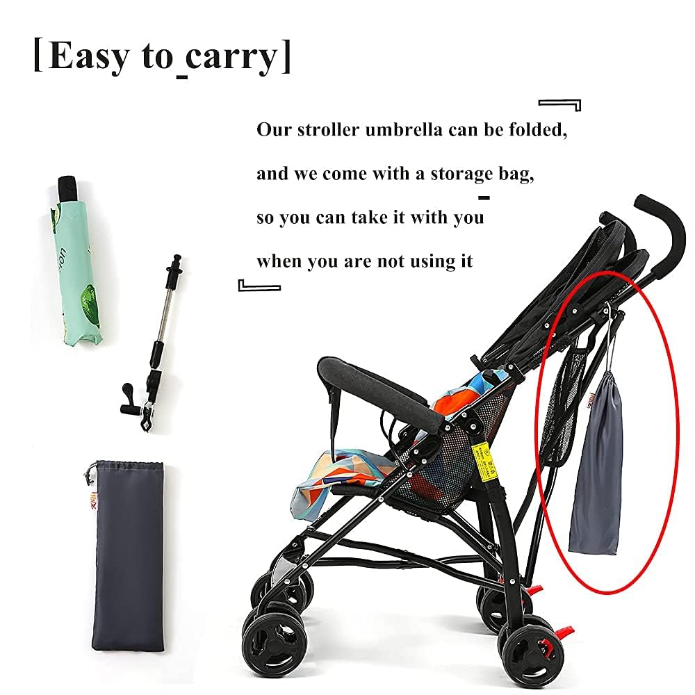 Universal Baby Parasol, Baby Stroller Sun Shade Sun Protection Sun Shade for Strollers, Waterproof Umbrella for Trolley Bike Wheelchair Buggy Fishing, Bicycle Umbrella with Holder Clip Clamp