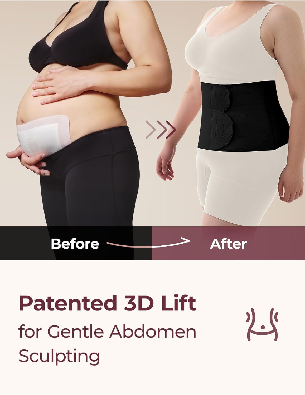 Momcozy Ergowrap Postpartum Belly Band for Natural and C-Section Recovery, Abdominal Binder with 3D Abdomen Lifting & Ergonomic Back Support, Seamless Belly Wrap Shapewear for Post Surgery Recovery