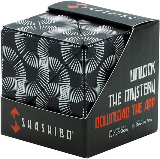 Shashibo Shape Shifting Box - Award-Winning Fidget Toy w/ 36 Rare Earth Magnets - Fidget Cube Transforms Into Over 70 Shapes, Sensory Toy Gift for Kids, Teens, and Adults (Black & White)