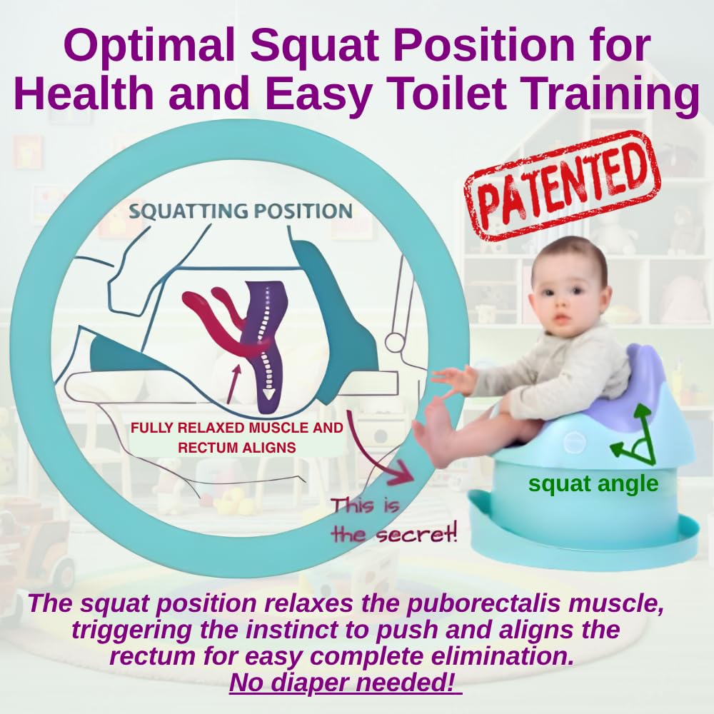 Pediatrician-Approved Squat Position for Easier Pooping & Elimination Communication (EC) | 7-in-1 Potty Training Seat | Includes Footrest, Step Stool & Toddler Toilet Seat | Reduces Diaper Waste