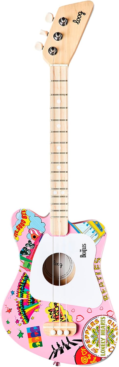 Beatles + Loog Mini Acoustic Guitar for Kids Toddler Children Ages 3+