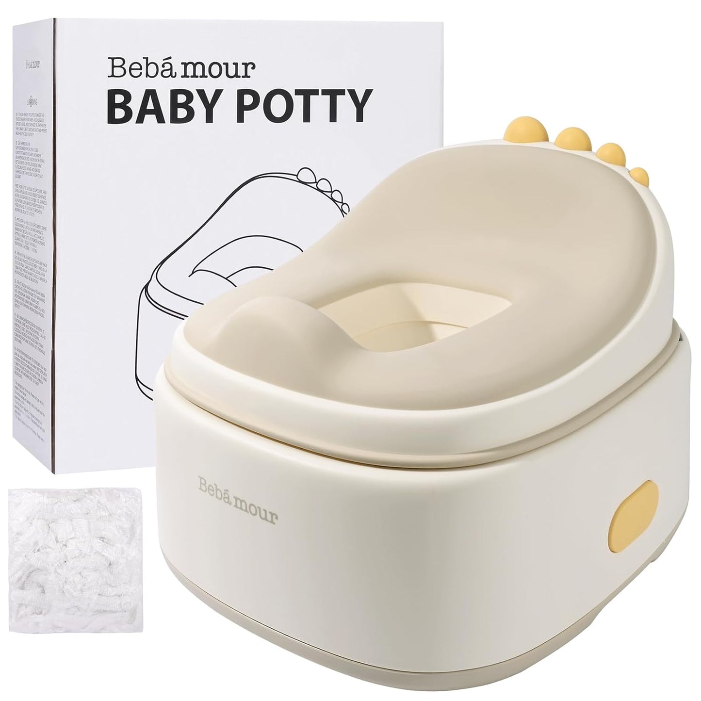 Bebamour Toddler Potty Training Toilet 3 in 1 Versatile Toilet Seat & Step Stool & Potty Chair Portable Potty Trainer for Boys & Girls with with 100 Pack Trash Bags (Dinosaur Coffee)