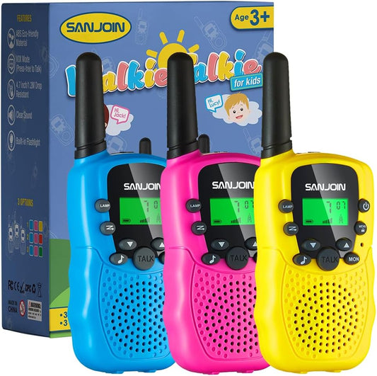 Walkie Talkies for Kids Toys for Boys Girls 4-6, 3 Miles Range Walkie Talkie to Camping, Outdoor 4 Year Old Girl Birthday Gifts for 3 4 5 6 7 Year Old Boy Girl Gifts Age 6-8 (Blue&Pink&Yellow)