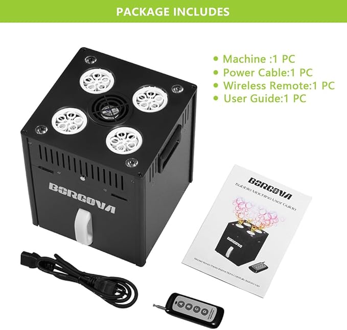 Stage Bubble Machine with Lights, DMX Control, Wireless Remote - Perfect for Weddings, Commercial Performances, Kids’ Parties, and Carnivals