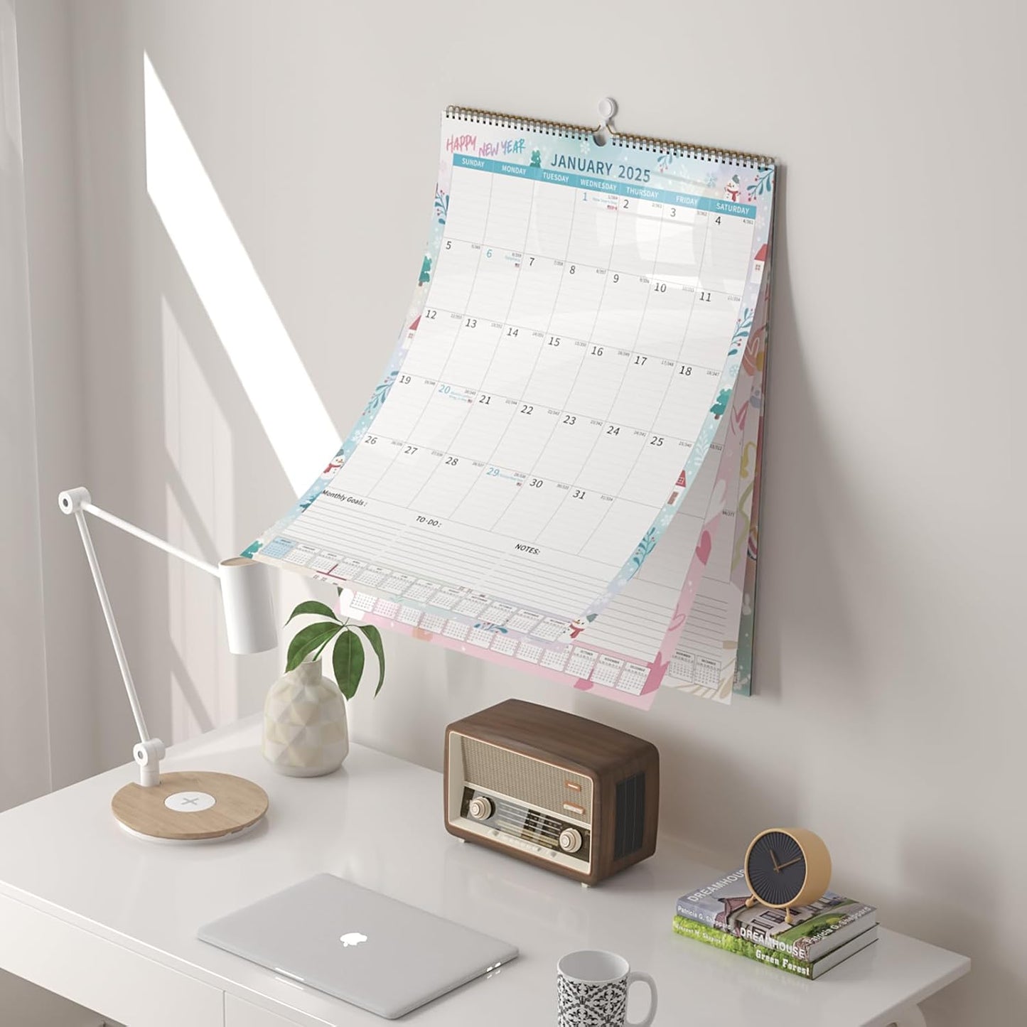 Wall Calendar 2025-2026 Large with Spiral Bound, 18 Month Big Calendar from Jan 2025 to Jun 2026, Vertical Large Monthly Desk Calendar 2025-2026 for Wall, Calendario 2025 (17"x22")