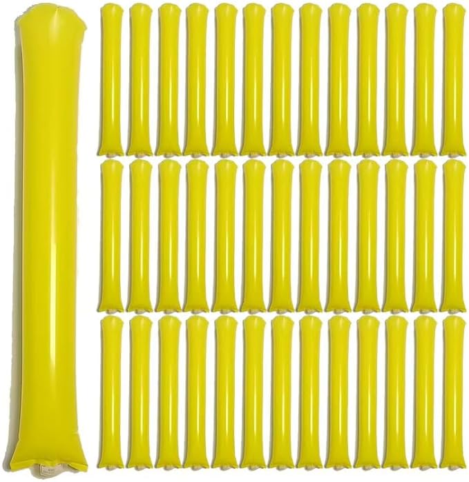 40pcs Round headTeam Spirit Boom Sticks Thunder Sticks Cheering Sticks Team Spirit Plastic Cheerleading Spirit Stick Clapper Inflatable Noise Maker Sports Supply (Yellow)