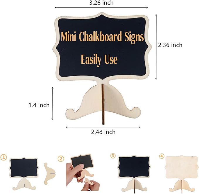 20 Pack Wood Mini Chalkboards Signs, Food Labels Place Cards Small Blackboard for Party Buffet Table Sign Chalkboard Wedding Bakery with 12 Makers and Blackboard Stickers