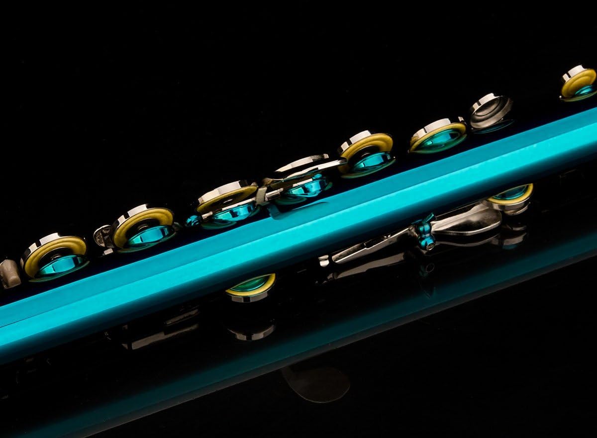 Glory Closed Hole C Flute With Case, Tuning Rod and Cloth, Gloves,Sea Blue