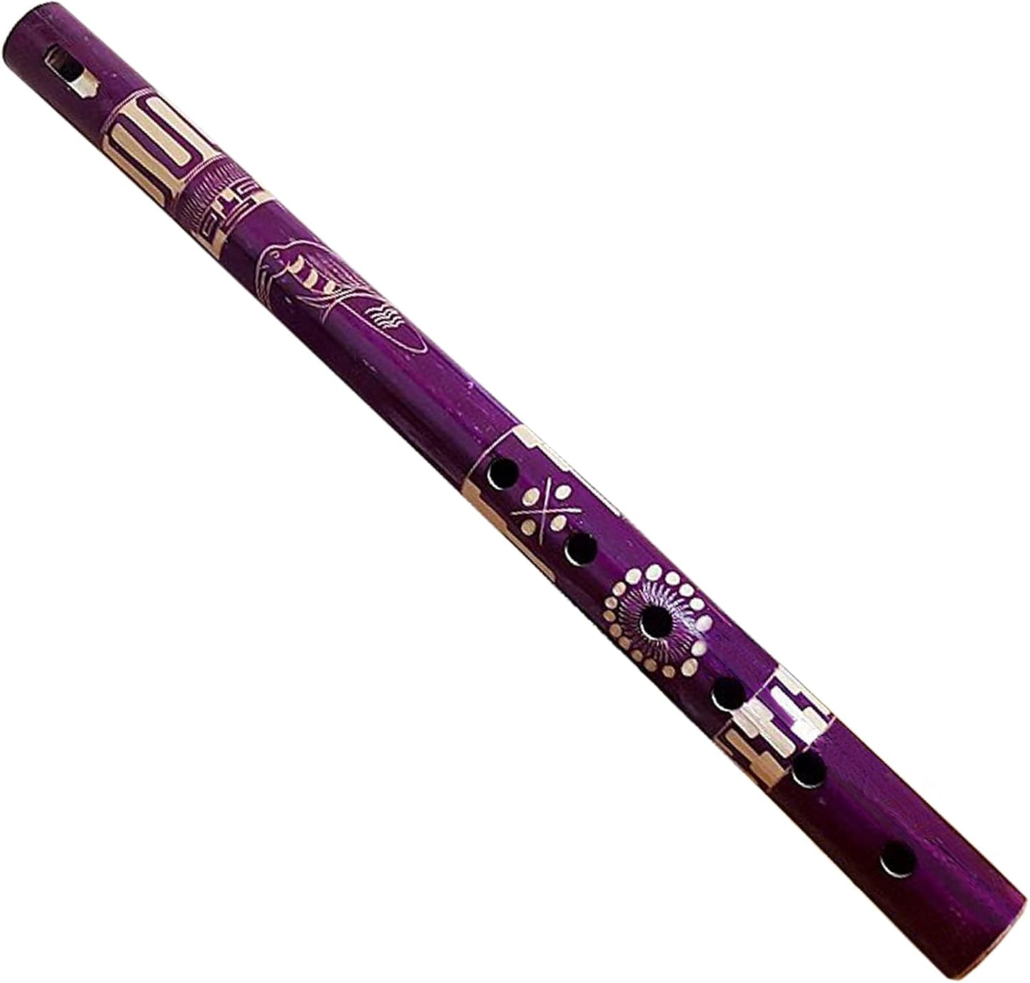 Mia Jewel Shop - Handmade Colored Bamboo Wooden Flute | Tribal Nature Pattern | Native Recorder for Beginners, Meditation & Music Lovers (Purple)