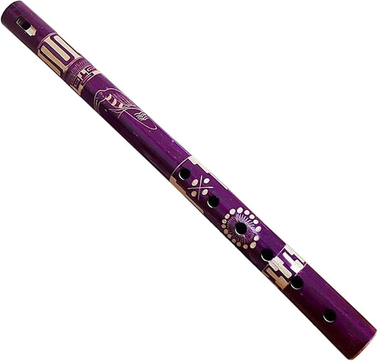 Mia Jewel Shop - Handmade Colored Bamboo Wooden Flute | Tribal Nature Pattern | Native Recorder for Beginners, Meditation & Music Lovers (Purple)