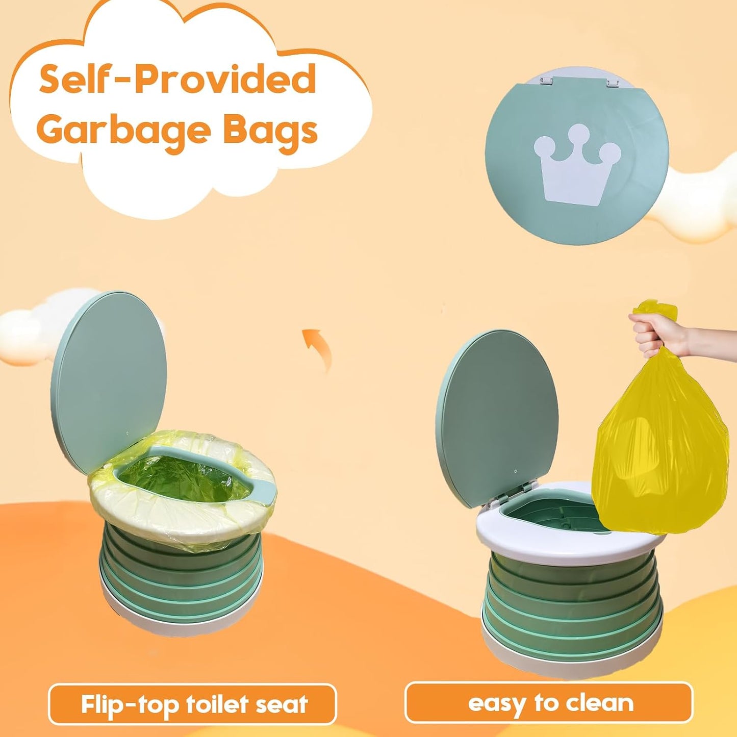 Travel Potty for Toddler, Portable and Foldable Toilet, Apply to Seat Emergency Toilet for Car, Camping, Outdoor, Indoor (green, small)