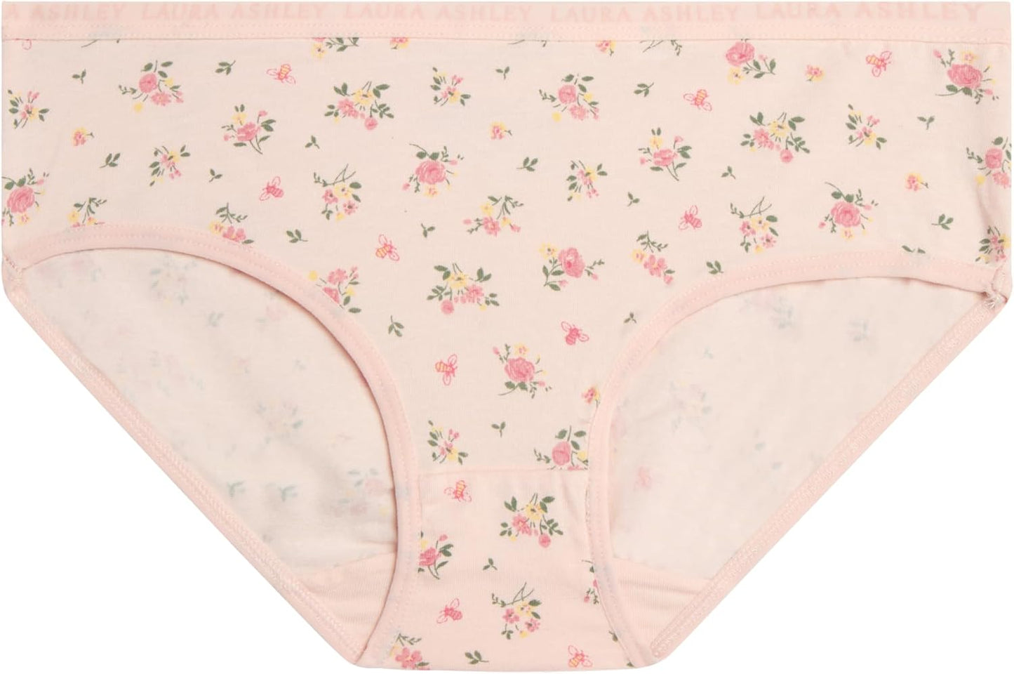 Laura Ashley Girls Underwear - 5 Pack Soft Stretch Breathable Panties for Girls - Lightweight Cotton Panties (Size: 4-12)